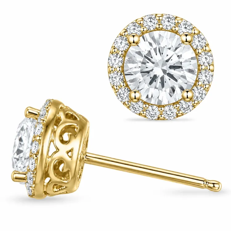 oorsteker in 14 karaat goud met lab grown diamant (CVD) en lab grown diamant 