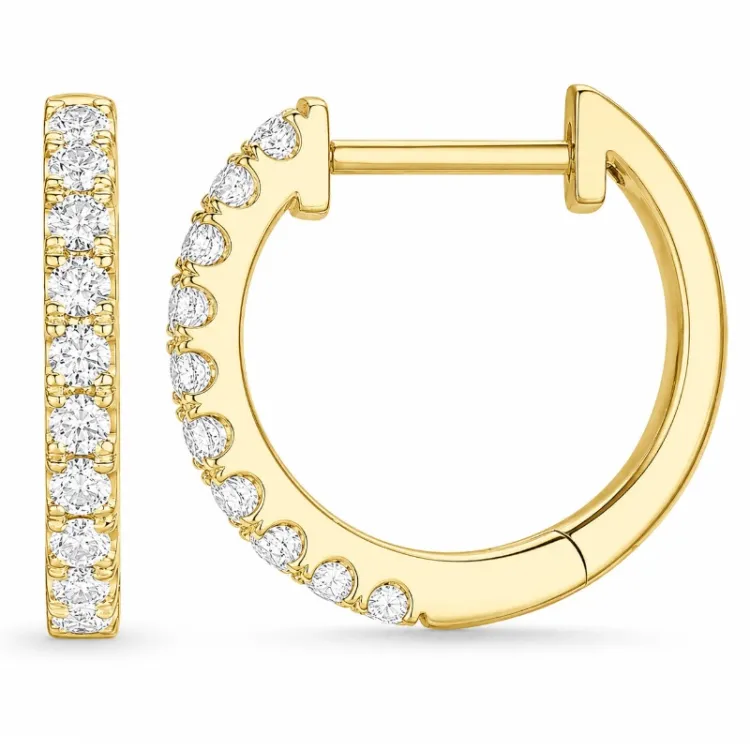 14 mm creool in 14 karaat goud met lab grown diamant 
