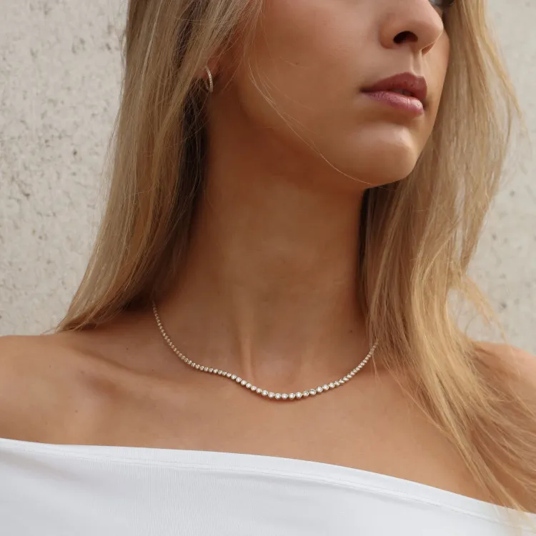45 cm lab grown diamant ketting in 14 caraat goud 6,02 ct
