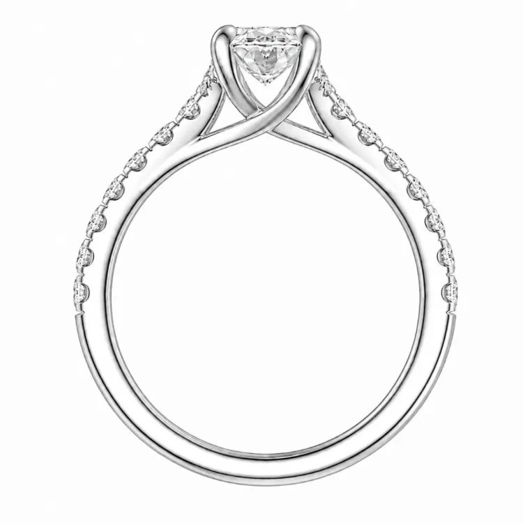 ovale lab grown diamant ring in 14 karaat witgoud 1,0 ct 0,26 ct