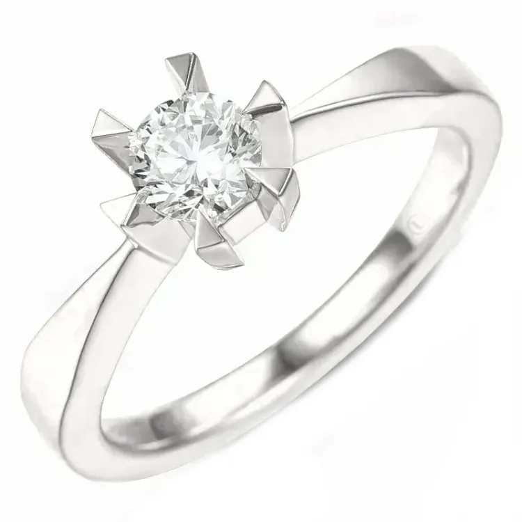 1,00 ct lab grown diamant solitaire ring in 14 karaat witgoud 1,0 ct