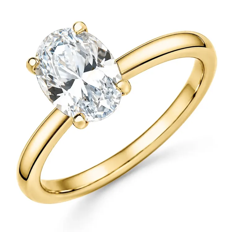 ovale lab grown diamant solitaire ring in 14 karaat goud 1,0 ct