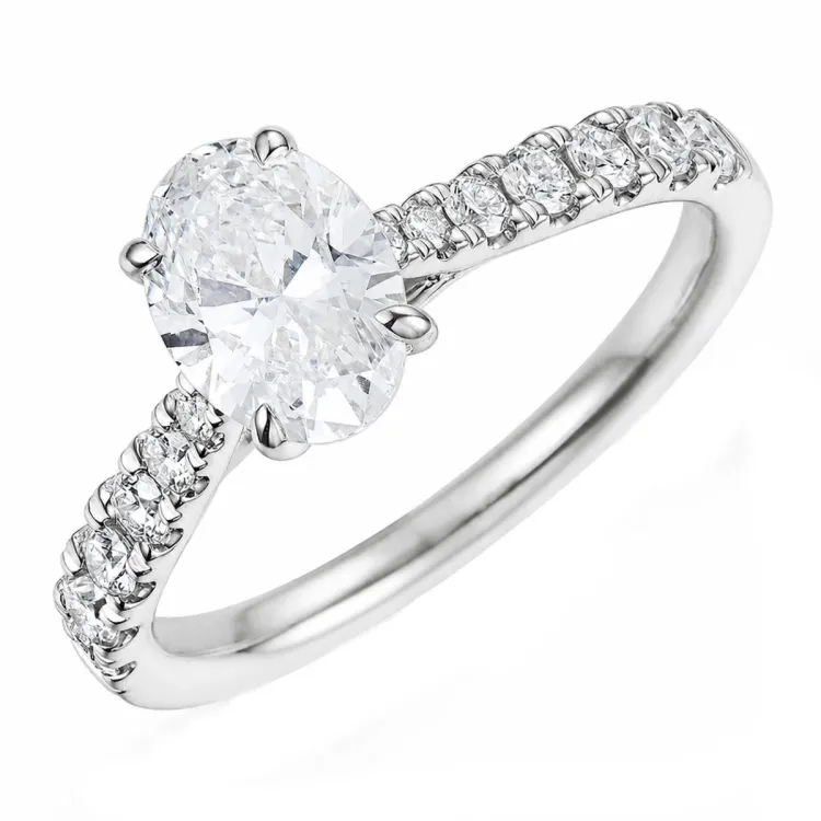 lab grown diamant ring in 14 karaat witgoud 1,0 ct 0,34 ct