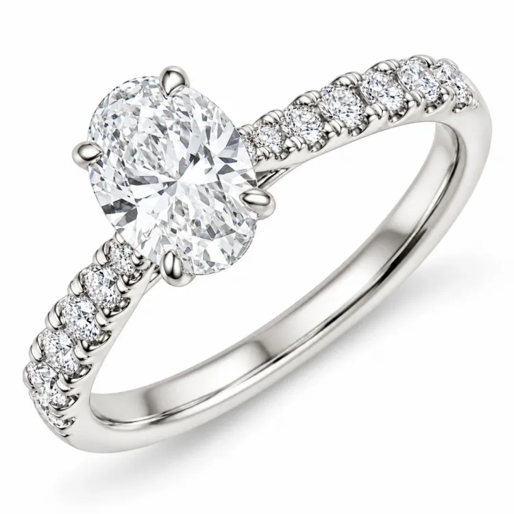 lab grown diamant ring in 14 karaat witgoud 1,0 ct 0,34 ct