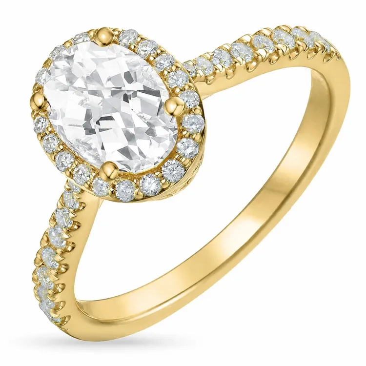 ovale lab grown diamant ring in 14 karaat goud 1,0 ct 0,33 ct
