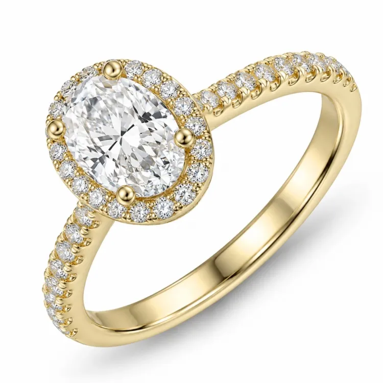ovale lab grown diamant ring in 14 karaat goud 1,0 ct 0,33 ct