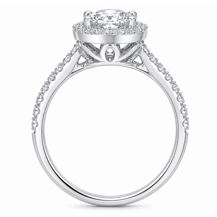 ovale lab grown diamant ring in 14 karaat witgoud 1,0 ct 0,33 ct