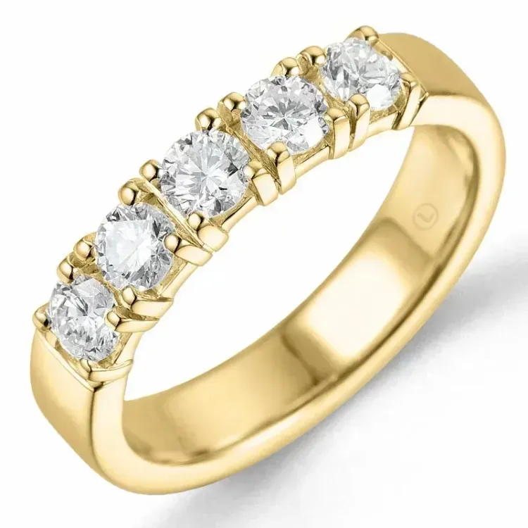lab grown diamant mémoire ring in 14 karaat goud 5 x 0,10 ct