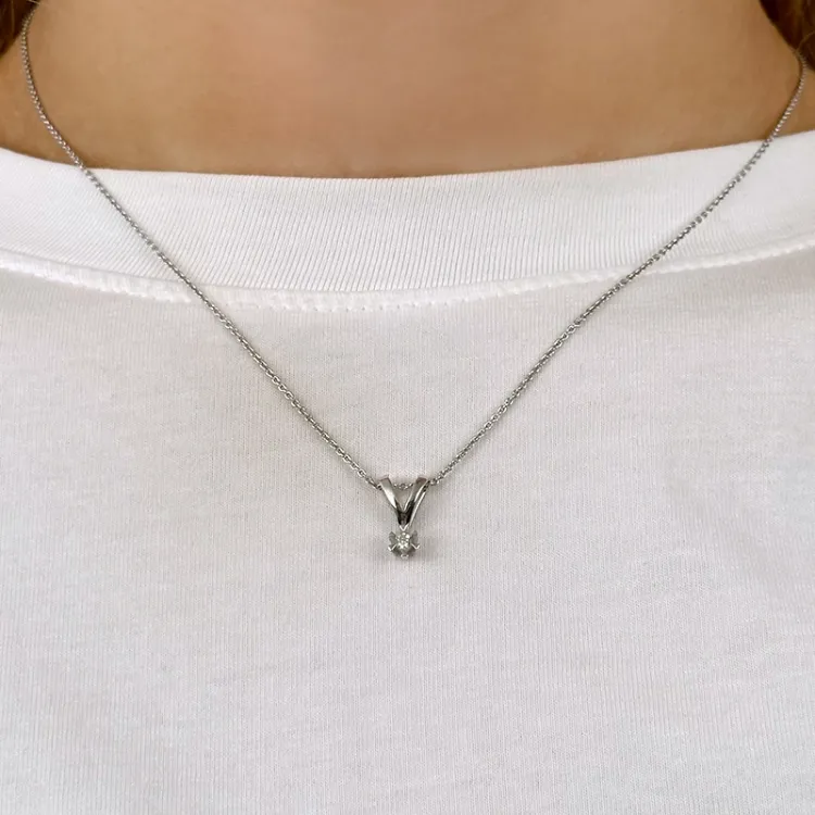 0,05 ct lab grown diamant hanger in 14 caraat witgoud 0,05 ct
