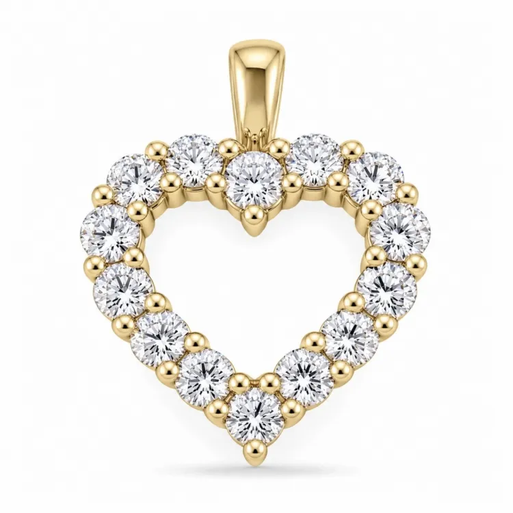hart lab grown diamant hanger in 14 caraat goud 1,3 ct