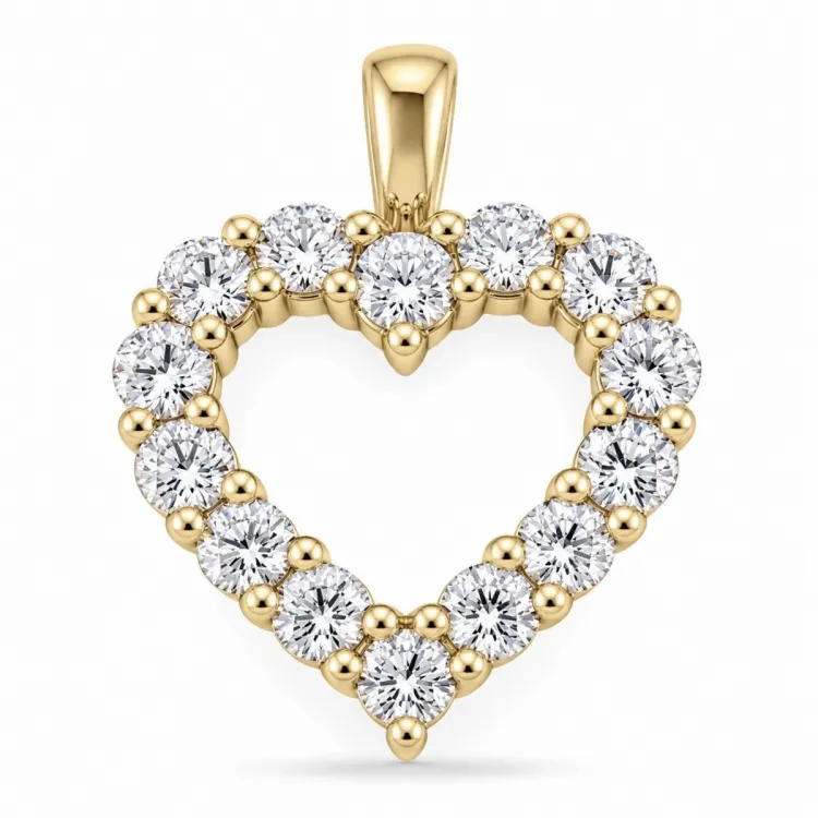hart lab grown diamant hanger in 14 caraat goud 1,72 ct