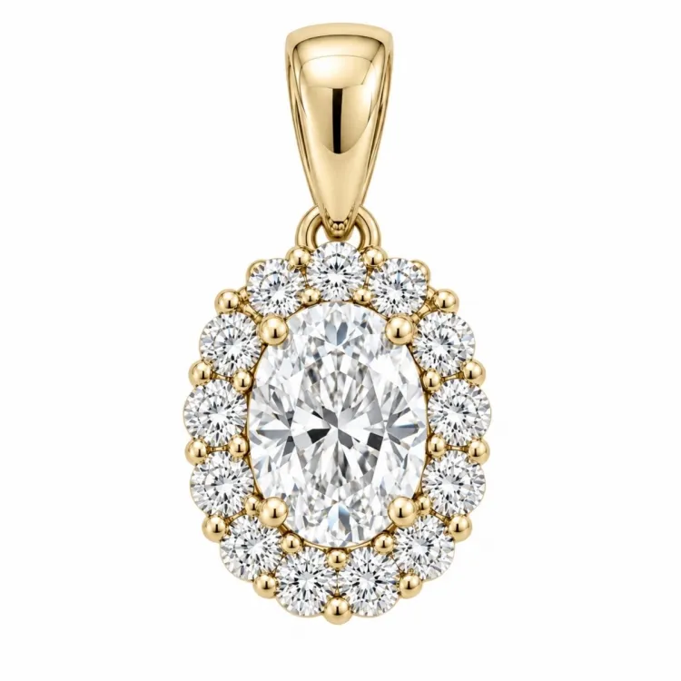 lab grown diamant hanger in 14 caraat goud 0,46 ct 0,26 ct