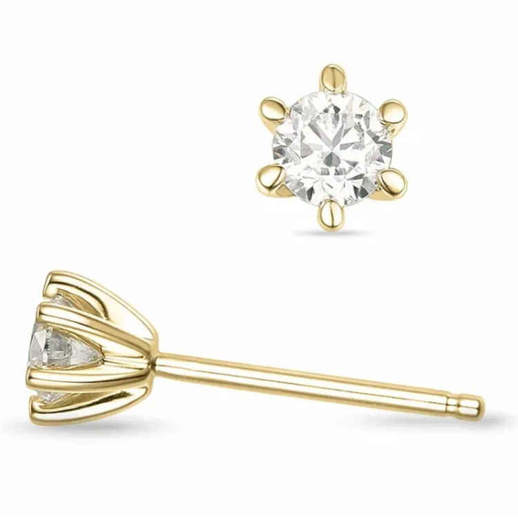 2 x 0,30 ct lab grown diamant solitaire oorbel in 14 karaat goud met lab grown diamant 