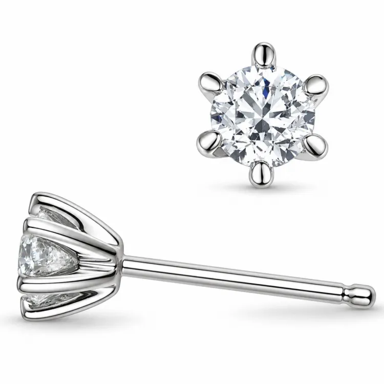 2 x 0,40 ct lab grown diamant solitaire oorbel in 14 karaat witgoud met lab grown diamant 
