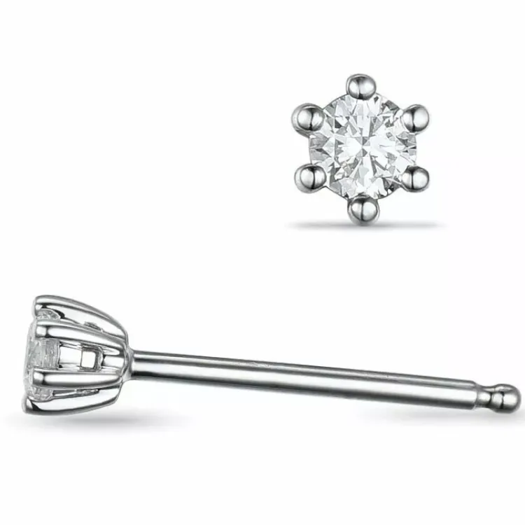 2 x 0,20 ct lab grown diamant solitaire oorbel in 14 karaat witgoud met lab grown diamant 