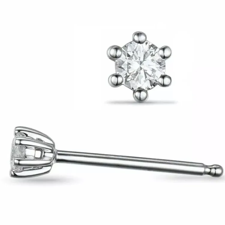 2 x 0,30 ct lab grown diamant solitaire oorbel in 14 karaat witgoud met lab grown diamant 