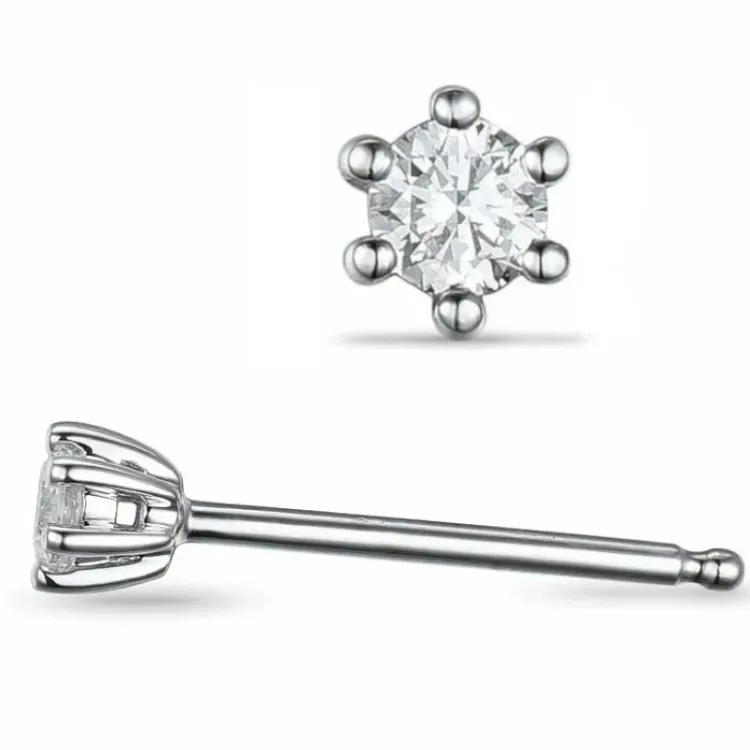 2 x 0,40 ct lab grown diamant solitaire oorbel in 14 karaat witgoud met lab grown diamant 