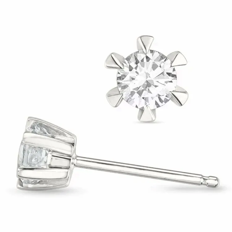 2 x 0,20 ct lab grown diamant solitaire oorbel in 14 karaat witgoud met lab grown diamant 
