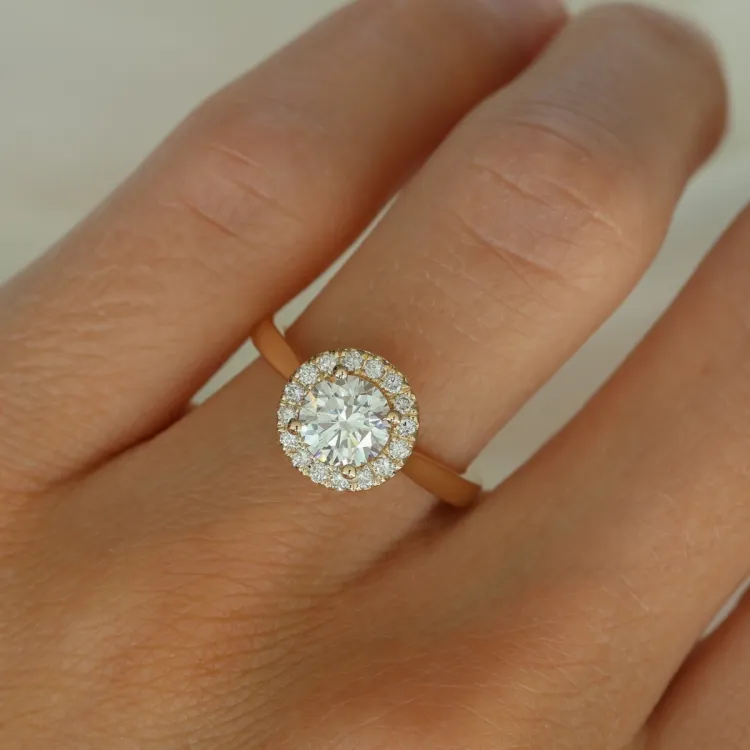 lab grown diamant ring in 14 karaat goud 1,0 ct 0,21 ct
