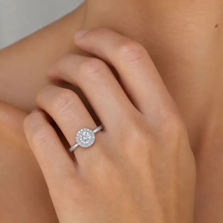 lab grown diamant ring in 14 karaat witgoud 1,0 ct 0,21 ct