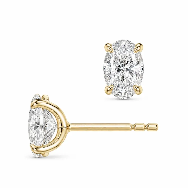 2 x 0,30 ct lab grown diamant solitaire oorbel in 14 karaat goud met lab grown diamant (CVD) 