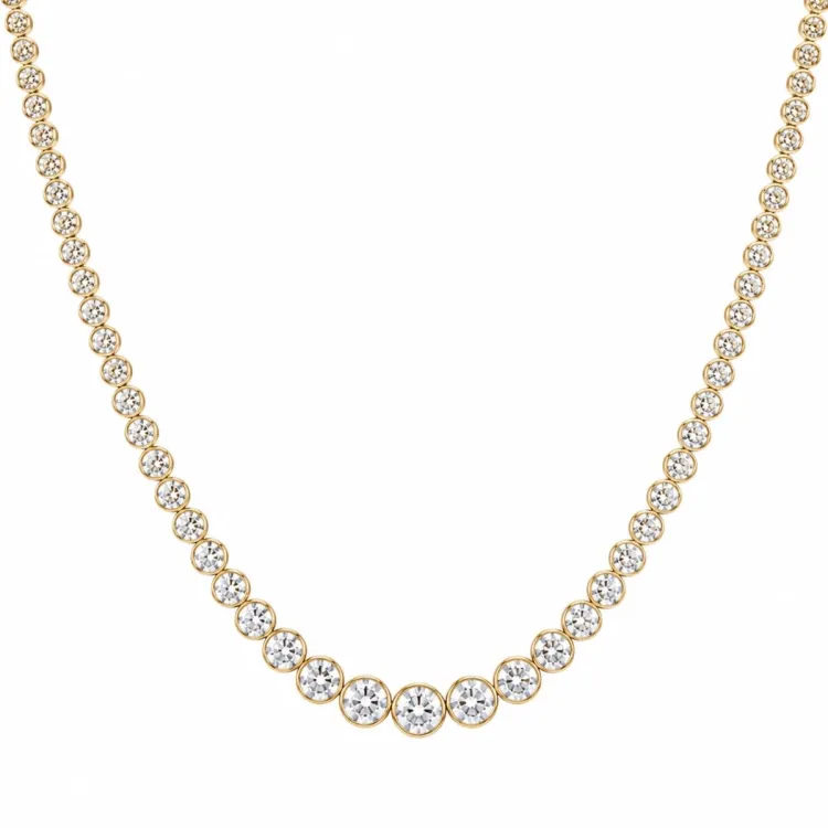 42 cm ketting met hanger in 14 karaat goud 5,76 ct