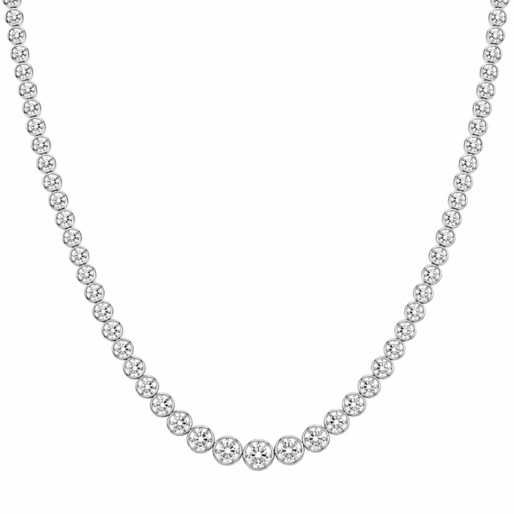 45 cm lab grown diamant ketting in 14 caraat witgoud 6,02 ct