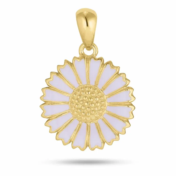 15 mm margriet paarse hanger in verguld sterlingzilver - Marie