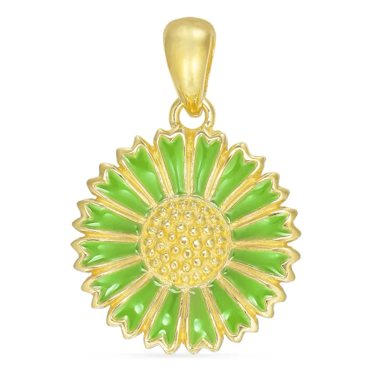 14,5 mm margriet lichtgroene hanger in verguld sterlingzilver - Marie
