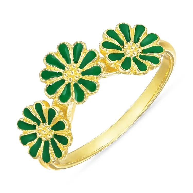 margriet donkergroen ring in verguld sterlingzilver - Matilda