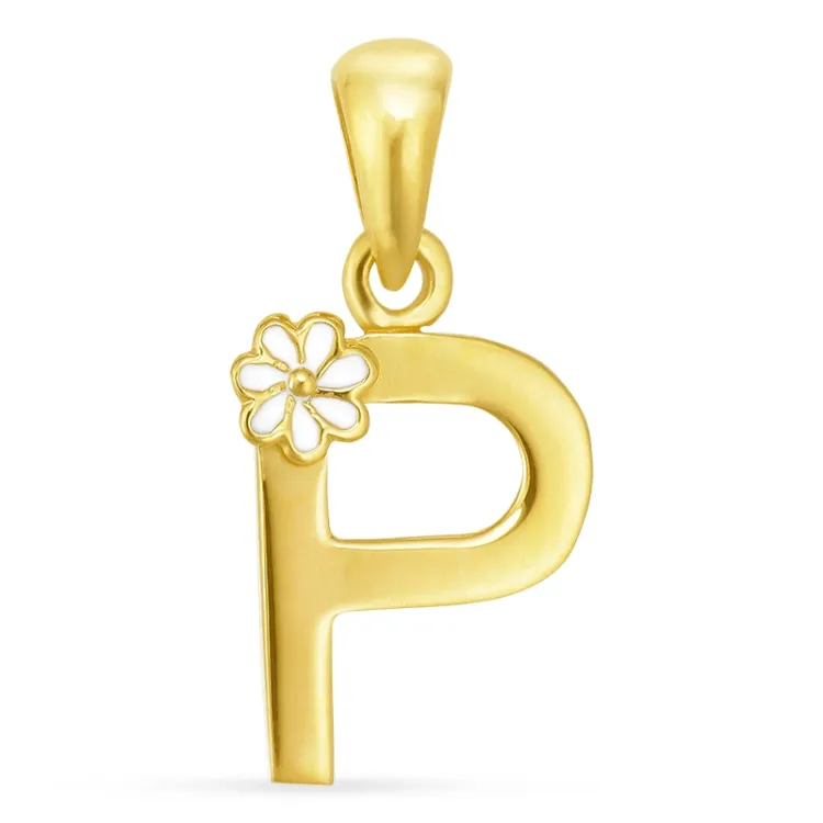 letter p hanger in verguld sterlingzilver