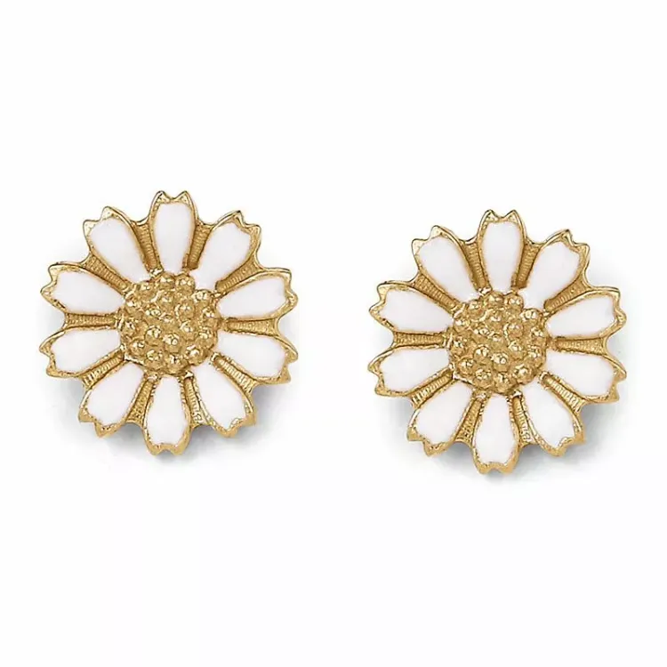 10 mm margriet oorbellen in verguld sterlingzilver
