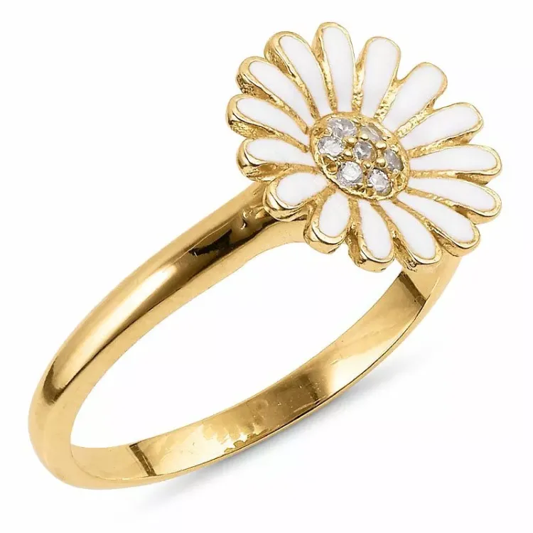 11 mm margriet ring in verguld sterlingzilver - Matilda