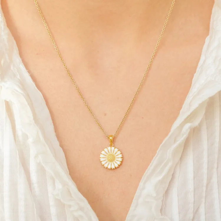 15 mm margriet ketting in verguld sterlingzilver - Marie