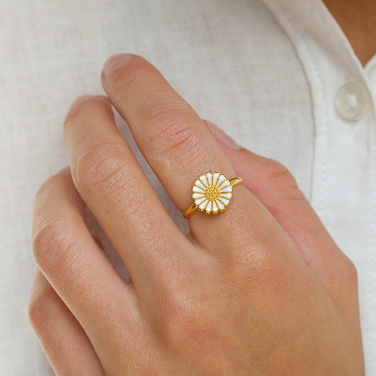 12 mm margriet ring in verguld sterlingzilver - Marie