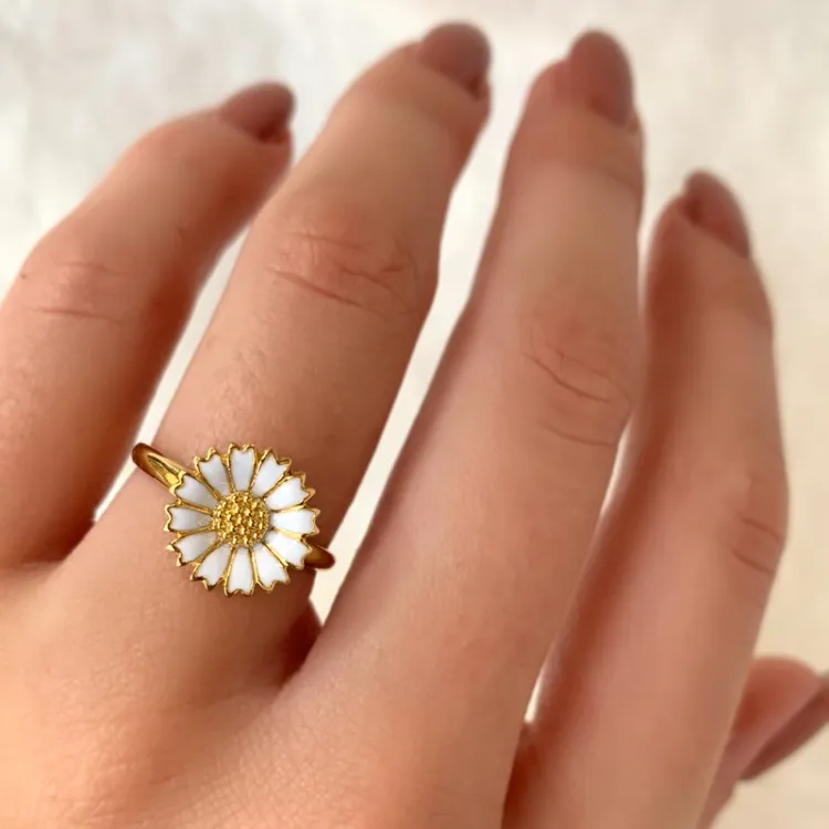 11 mm margriet ring in verguld sterlingzilver - Marie