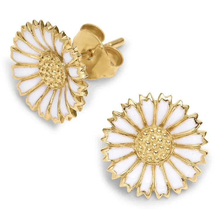 12 mm margriet oorsteker in verguld sterlingzilver - Marie