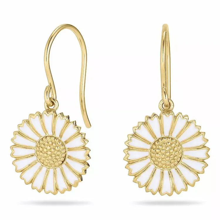 15 mm margriet oorbellen in verguld sterlingzilver - Marie