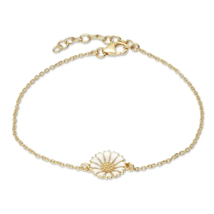 11 mm margriet ankerarmband in verguld sterlingzilver met margriet hanger in verguld sterlingzilver - Marie