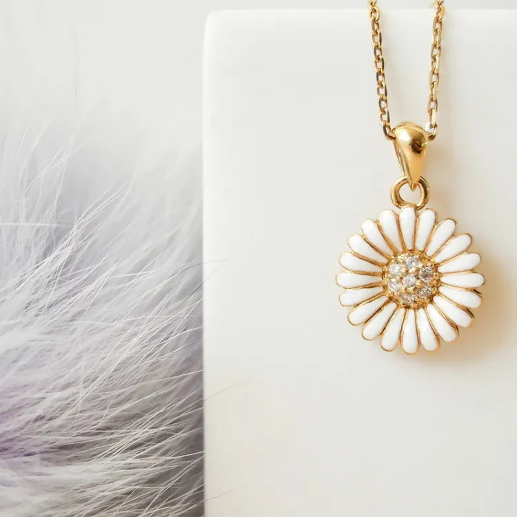 14 mm margriet hanger in verguld sterlingzilver - Matilda