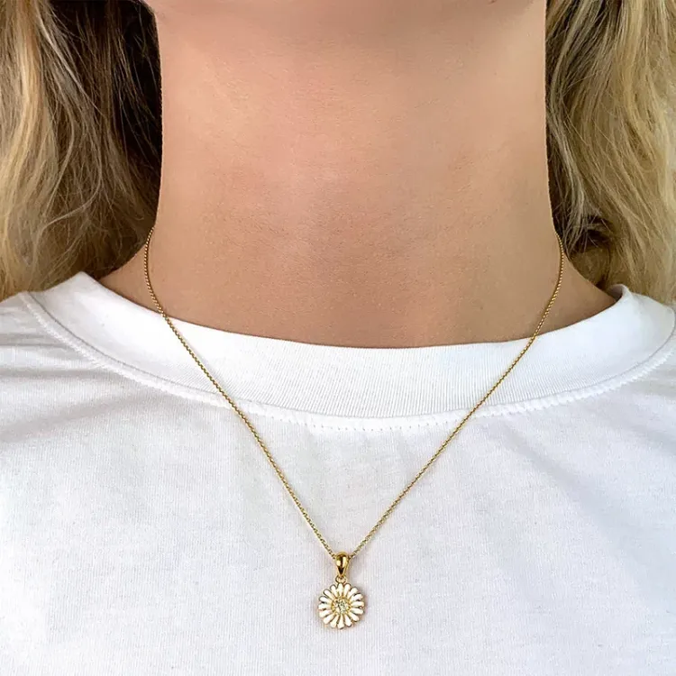 11 mm margriet hanger in verguld sterlingzilver - Matilda
