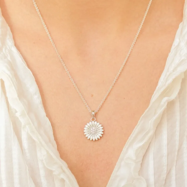 14 mm margriet zirkoon ketting in zilver - Matilda