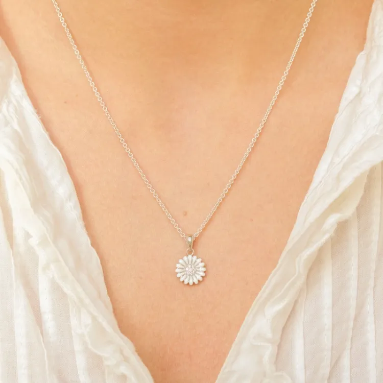12 mm margriet ketting in zilver - Matilda