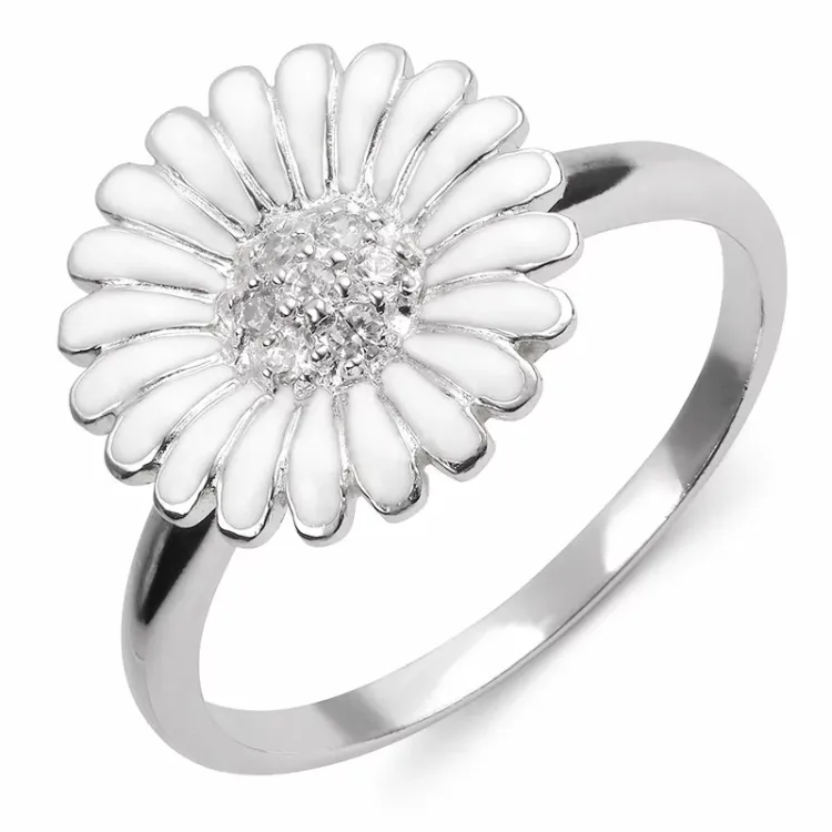 15 mm margriet ring in gerodineerd zilver - Matilda