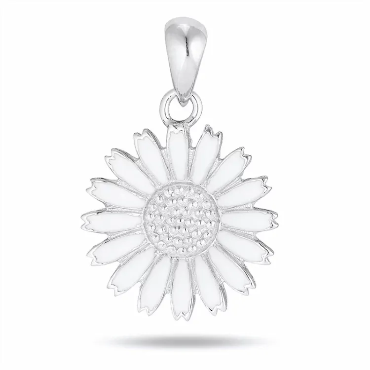 15 mm margriet hanger in gerodineerd zilver