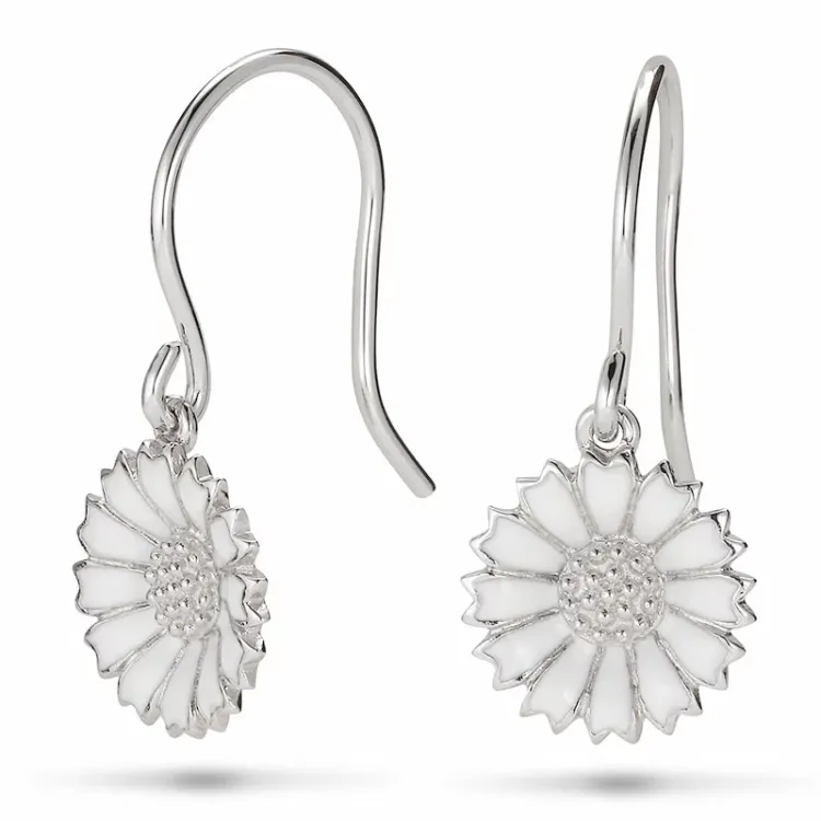 12 mm margriet oorbellen in gerodineerd zilver - Marie