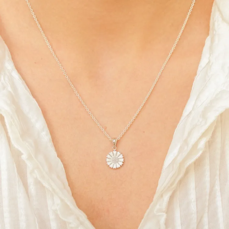 12 mm margriet hanger in gerodineerd zilver - Marie
