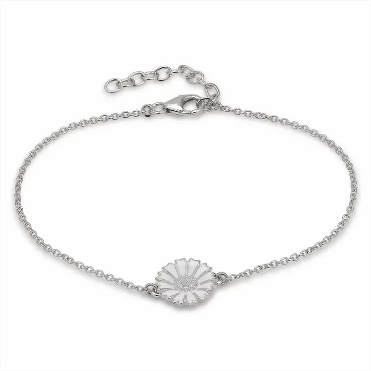 12 mm margriet ankerarmband in gerodineerd zilver - Marie