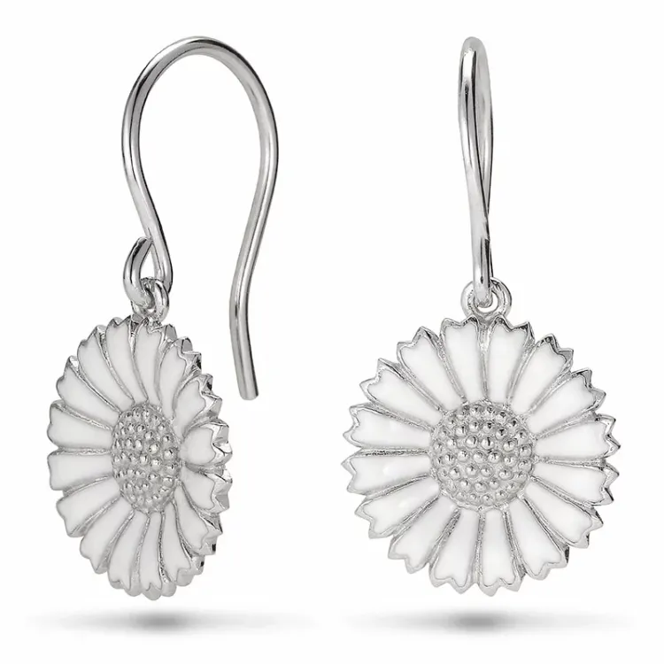 15 mm margriet oorbellen in gerodineerd zilver - Marie