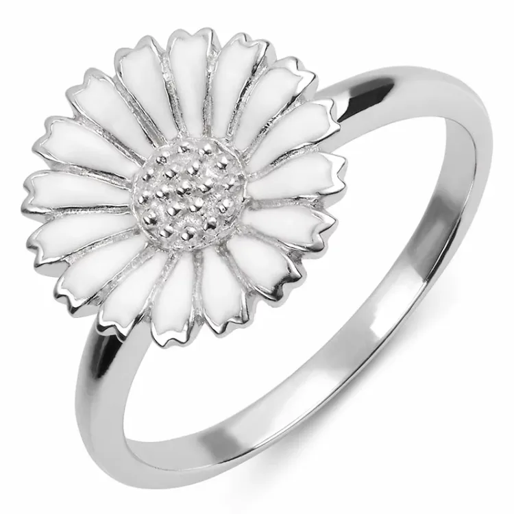 12 mm margriet ring in gerodineerd zilver - Marie